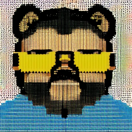 Prompt: grizzly bear with gold chains and sunglasses, portrait, 8bit style