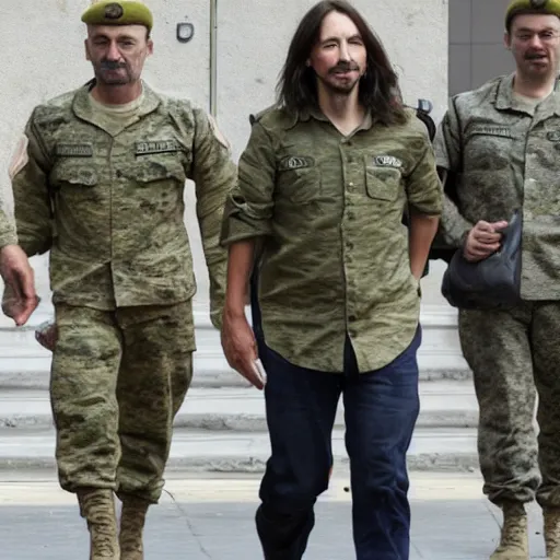 Image similar to pablo iglesias doing the military service