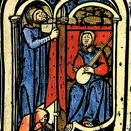 Image similar to medieval illustration of the biggest musical instrument