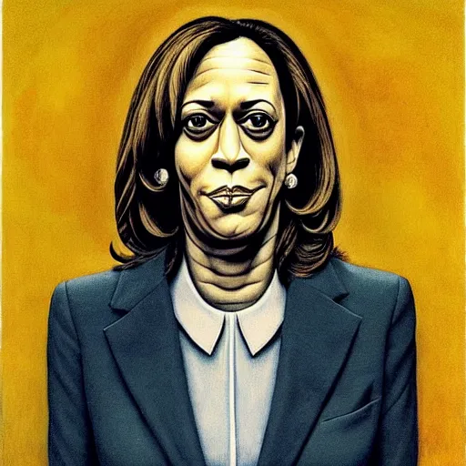 Image similar to portrait of kamala harris wearing pantsuit by otto dix, junji ito, hr ginger, jan svankmeyer, beksinski, claymation, hyperrealistic, aesthetic, masterpiece