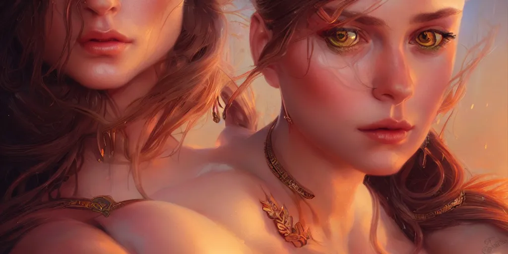 Image similar to portrait of a seductive and powerful aphrodite, detailed intricate illustration, detailed illustration, hd, 4 k, digital art, overdetailed art, by greg rutkowski, by loish, complementing colors, trending on artstation, deviantart