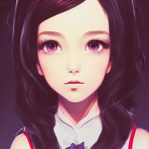 Image similar to portrait of brunette little girl wearing maid uniform by ilya kuvshinov and anna dittmann and studio ghibli and wlop and rossdraws, digital art, trending on artstation, anime arts, featured on pixiv, purple lighting, hd, 8 k, highly detailed, good lighting, beautiful, epic, masterpiece, nazi chiq