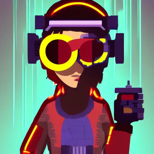 Prompt: krunker character wearing goggles with the word pixel spelt out above in a cyberpunk aesthetic