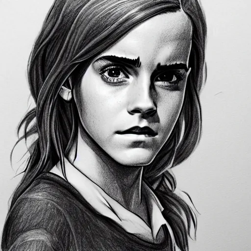 Prompt: emma watson in a demon slayer manga pencil, pencil and vine charcoal drawing, on medium grade paper, indian ink, variable lineart, grayscale, manga tones, detailed, set in hell, threatening an oompa loompa, hyper realistic, manga