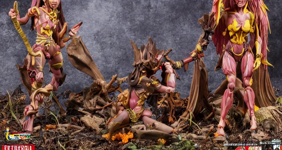 Image similar to craxula, the filipina demon from hell, actionfigure with play set with coffin and graveyard, photorealistic, hdr, 8 k, designed by hasbro mezco and yasushi nirasawa