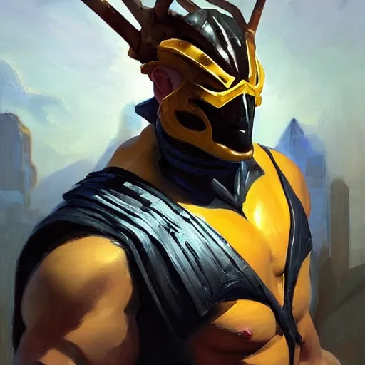 Image similar to greg manchess portrait painting of goro from mortal kombat as overwatch character, medium shot, asymmetrical, profile picture, organic painting, sunny day, matte painting, bold shapes, hard edges, street art, trending on artstation, by huang guangjian and gil elvgren and sachin teng