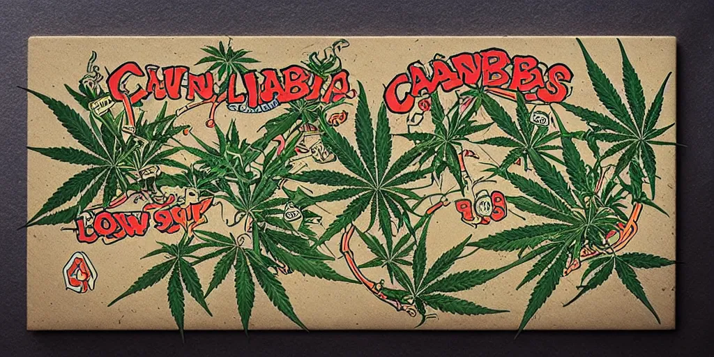 Image similar to cannabis in lowbrow art style