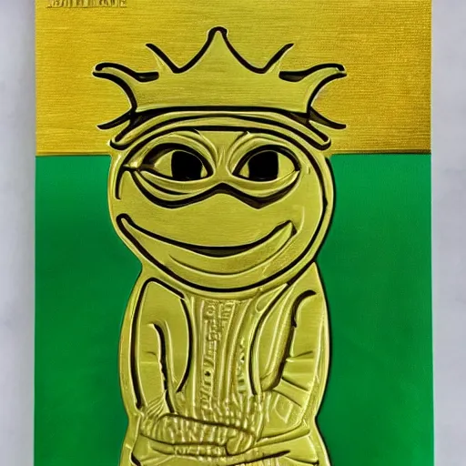 Image similar to super rich luxury gold pepe