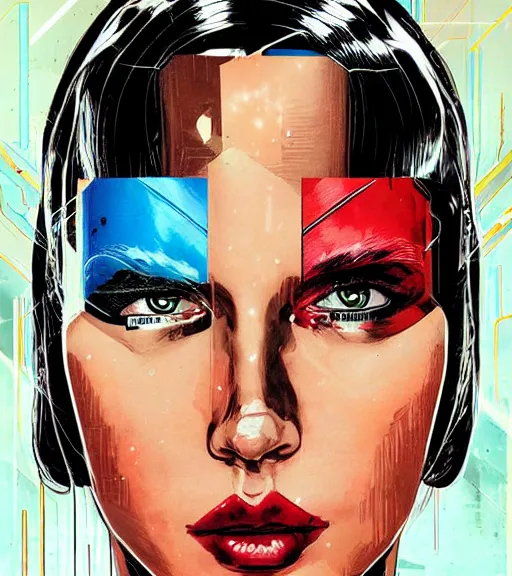 Prompt: portrait of an android, by DC comics and Sandra Chevrier