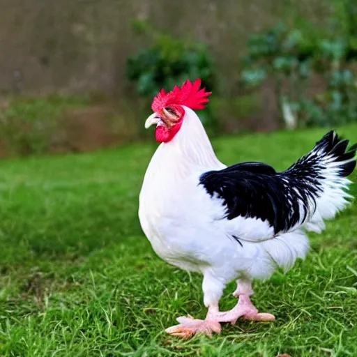 Image similar to a newly discovered breed of chicken with black feathers that is spotted with small very distinct white hearts!!!