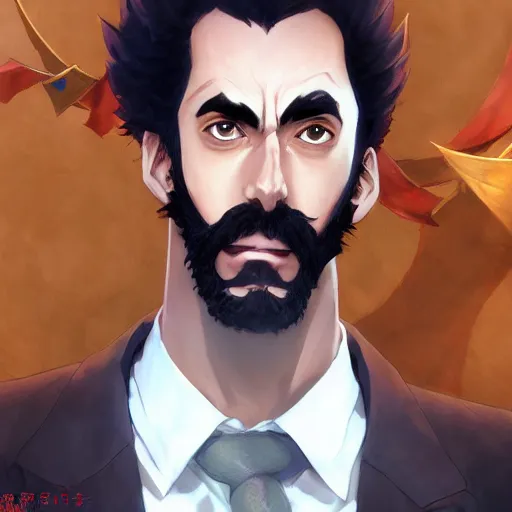 Prompt: An anime portrait of Borat, by Stanley Artgerm Lau, WLOP, Rossdraws, James Jean, Andrei Riabovitchev, Marc Simonetti, and Sakimichan, tranding on artstation