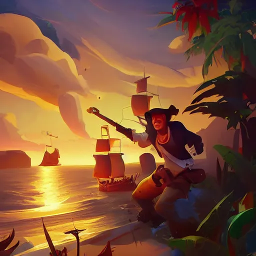 Image similar to painting treasure on sea of thieves game smooth median photoshop filter cutout vector, behance hd by jesper ejsing, by rhads, makoto shinkai and lois van baarle, ilya kuvshinov, rossdraws global illumination