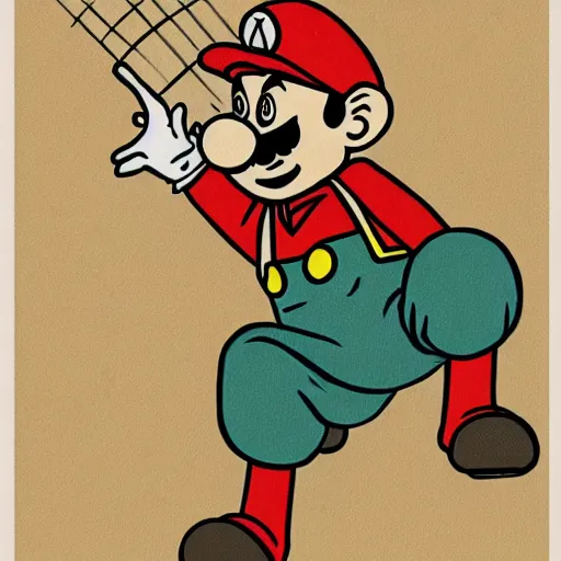 Image similar to mario depicted as an edo - era illustration