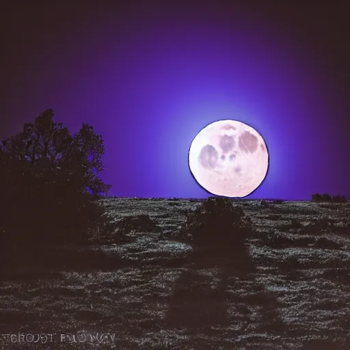 Image similar to the moon struck by cold purple lighting