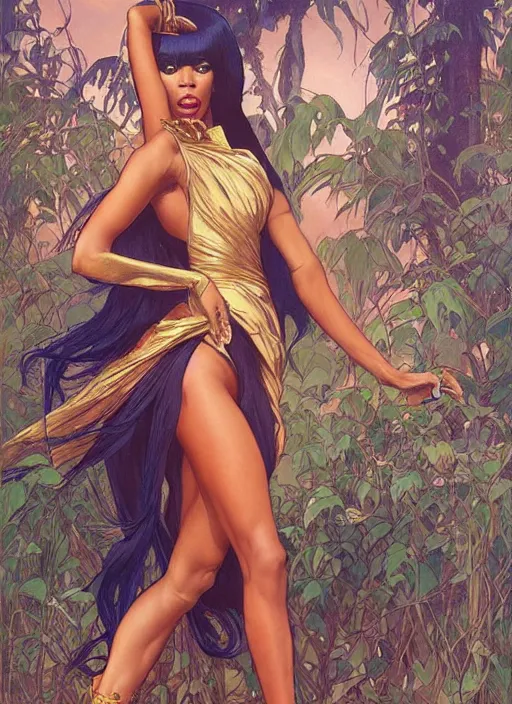 Image similar to naomi smalls, drag queen, painting by artgerm and greg rutkowski and alphonse mucha