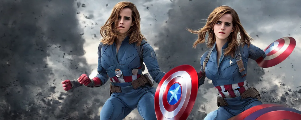 Image similar to Emma Watson as Captain America