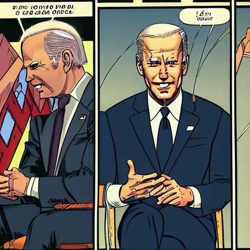 Prompt: juni ito comic book panel of joe biden