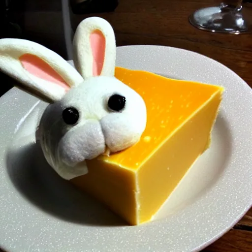 Image similar to rabbit made out of cheese