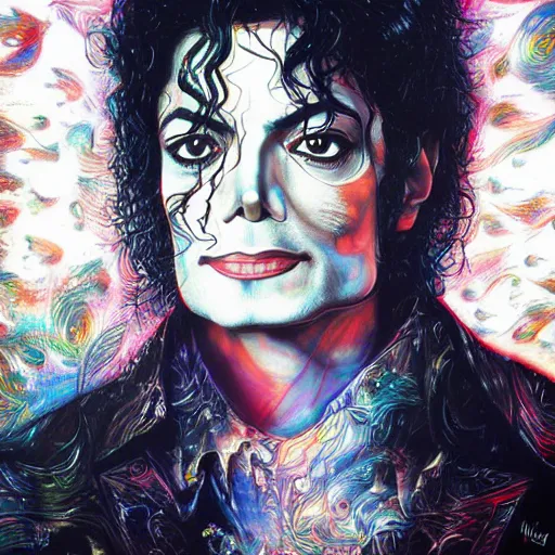 Image similar to a portrait of Michael Jackson in a scenic environment by Android Jones, hyperdetailed