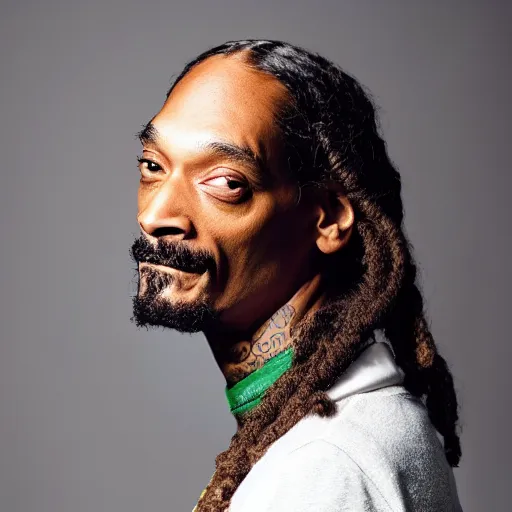 Image similar to professional studio portrait photo of snoop dogg 1 0 0 % sober, photoshoot