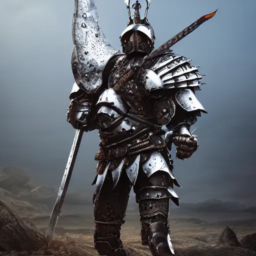 Prompt: warrior with metal owl armour, highly detailed, 4k, HDR, award-winning, octane render