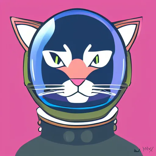 Prompt: a smug cat wearing a space helmet, vector art, pixiv