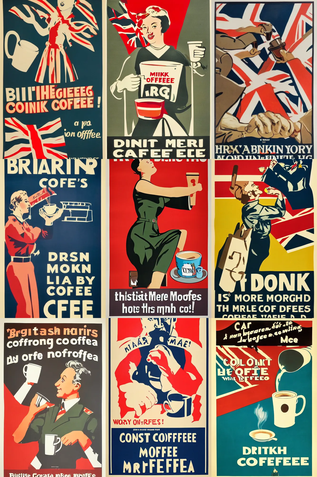Prompt: british propaganda poster, drink more coffee