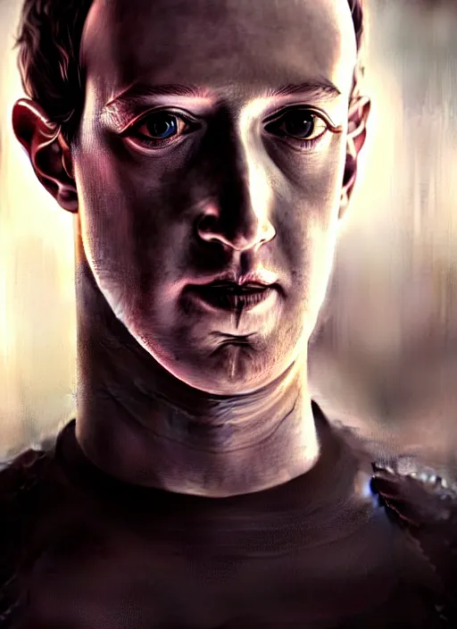 Prompt: mark zuckerberg as male android!!!, sci - fi, wires, dead eyes, portrait, intricate, elegant, highly detailed, digital painting, artstation, concept art, wallpaper, smooth, sharp focus, illustration, art by h. r. giger and artgerm and greg rutkowski and alphonse mucha