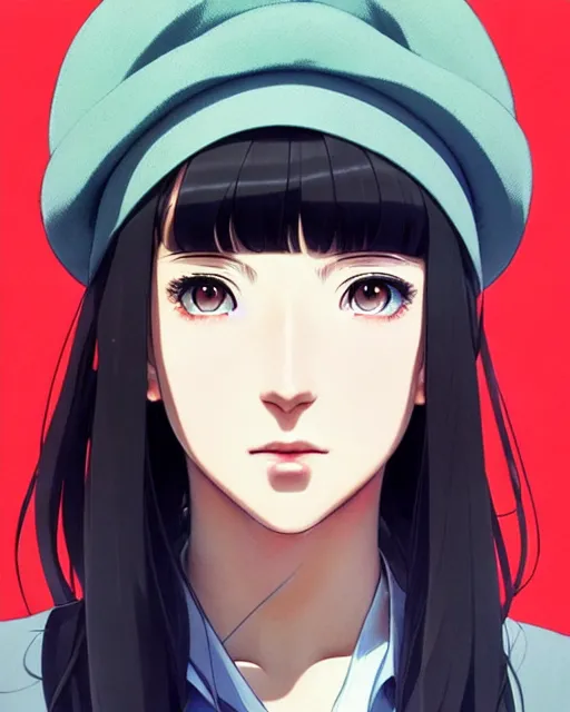 Image similar to girl with a beret | | very very anime!!!, fine - face, audrey plaza, realistic shaded perfect face, fine details. anime. realistic shaded lighting poster by ilya kuvshinov katsuhiro otomo ghost - in - the - shell, magali villeneuve, artgerm, jeremy lipkin and michael garmash and rob rey