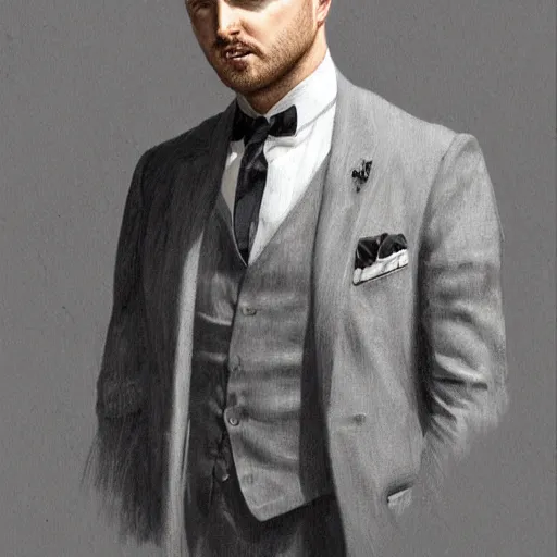 Prompt: full figure ultra realistic illustration, aaron paul wearing a 1 9 2 0 s suit, 1 9 2 0 s brooklyn, intricate, elegant, highly detailed, digital painting, artstation, concept art, smooth, sharp focus, illustration, art by artgerm and greg rutkowski and alphonse mucha