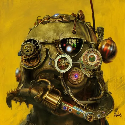 Image similar to steampunk rat, acid, 303, psychedelic, by ruan jia