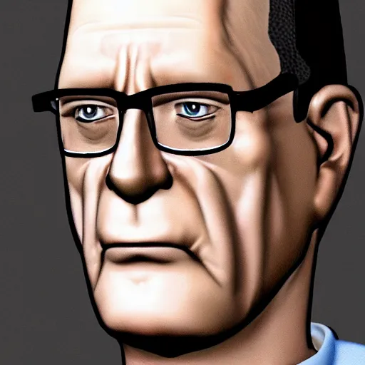 Image similar to Close-up portrait of Hank Hill, photorealistic