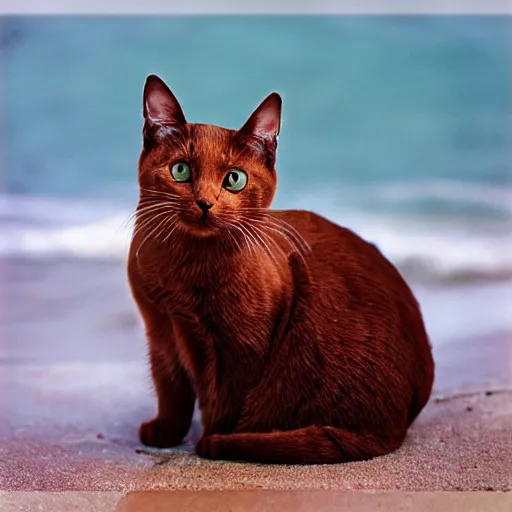 Prompt: “brown cat by sea”