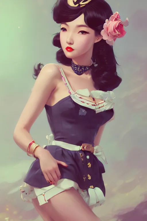 Image similar to a pin up and beautiful fashion charming dreamlke japan girl with lv jewelry, character art, art by artgerm lau and wlop and and ilya kuvshinov and john singer sargent, hyperdetailed, 8 k realistic, symmetrical, frostbite 3 engine, cryengine, dof, trending on artstation, digital art