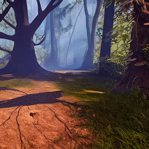 Prompt: a forest. illustrated cel shaded unreal engine 5