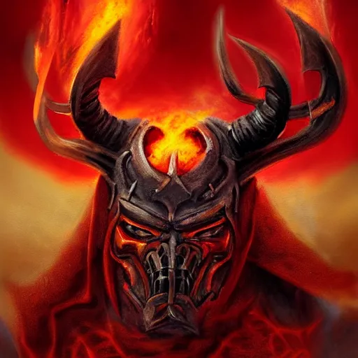 Prompt: surtur as khorne, artstation hall of fame gallery, editors choice, #1 digital painting of all time, most beautiful image ever created, emotionally evocative, greatest art ever made, lifetime achievement magnum opus masterpiece, the most amazing breathtaking image with the deepest message ever painted, a thing of beauty beyond imagination or words