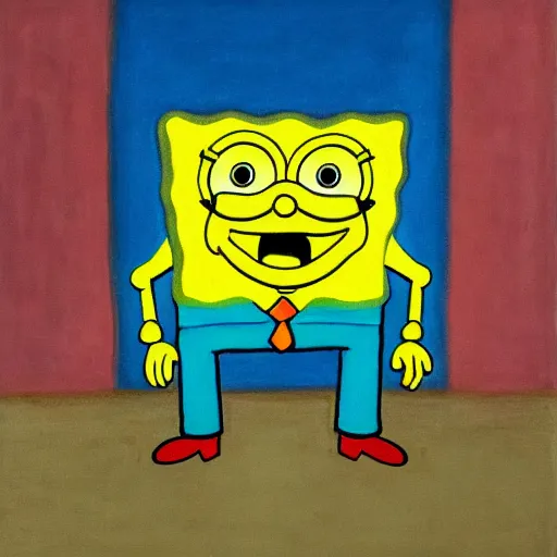 Prompt: Spongebob trapped inside a Mark Rothko painting