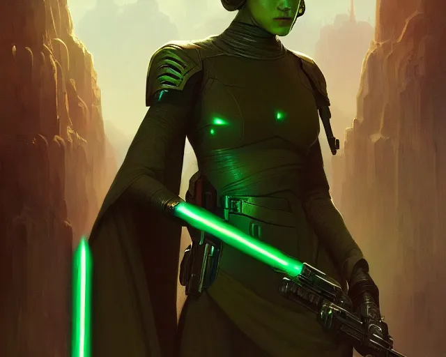 Image similar to photography of cade skywalker, deep focus, science fiction, star wars legends, green mist, intricate, elegant, highly detailed, digital painting, artstation, concept art, matte, sharp focus, illustration, art by artgerm and greg rutkowski and alphonse mucha