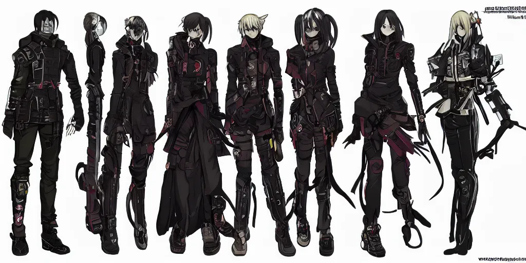 fashion, cyberpunk, anime, game, characters reference, Stable Diffusion