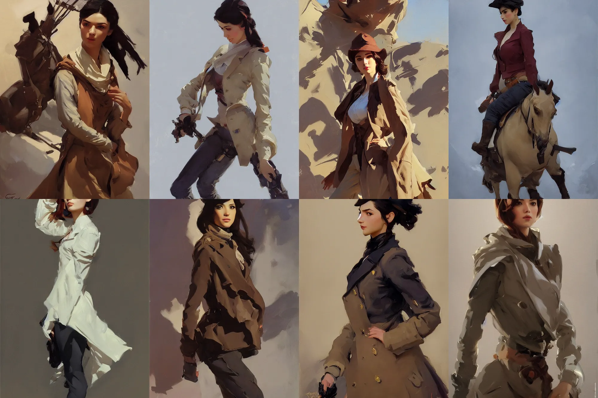 Image similar to portrait of russian iranian asian model girl jodhpurs winter traveler greg manchess painting by sargent and leyendecker, studio ghibli, fantasy, medium shot, asymmetrical, intricate, elegant, matte painting, illustration, hearthstone, by greg rutkowski, by greg tocchini, by james gilleard, by joe fenton