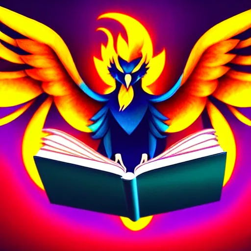 Prompt: A render of a phoenix reading a book | Detailed | HD | Digital Art | 2018 | Modern | DC | Color | Glossy | 3D | Raytraced | Award Winning | Artstation | Trending | Viral | Colorful | Amazing | Cute | Artistic | Soft Lighting | Cell Shader | Lovely | Fanart | Soft | Artwork | Hard Line