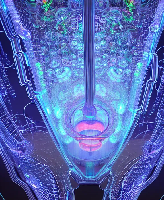 Image similar to intricate opulent transparent clear see - through portrait of microbes, fractal, neon lights, circuitry, dense industrial environment, ultra realistic, concept art, art deco, photorealistic, octane render, 8 k, unreal engine. art by nori inoguchi and sam kaplan and zachary goulko and christopher marley and artgerm