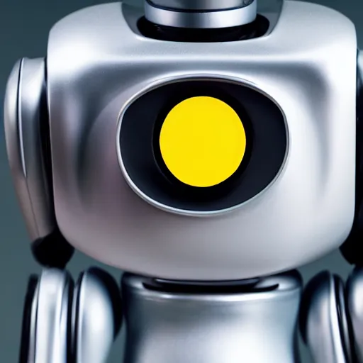 Image similar to professional photograph of a detailled robot with human eyes