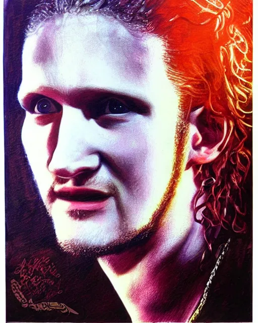 Image similar to layne staley in mtv unplugged, airbrush, drew struzan illustration art, key art, movie poster