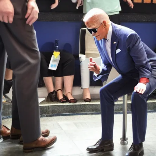 Image similar to joe biden falling off a urinal