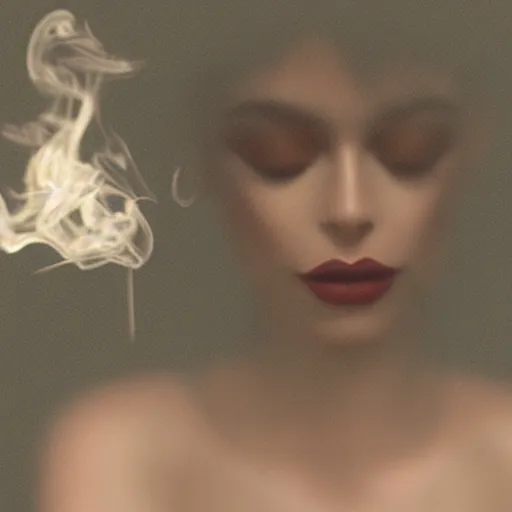 Image similar to a beautiful photo of a smoking person. smoke. impressionism. matte painting. octane render