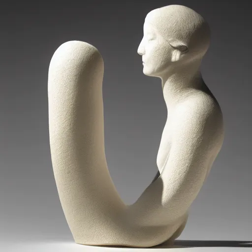 Image similar to modern art, abstract sculpture, woman, white clay, moma, 8 k