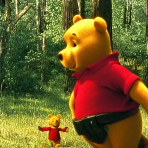 Image similar to A still of Keanu Reeves as Winnie the Pooh