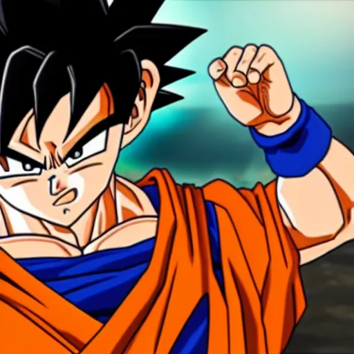 Image similar to goku is gigachad, realistic render, unreal engine 5