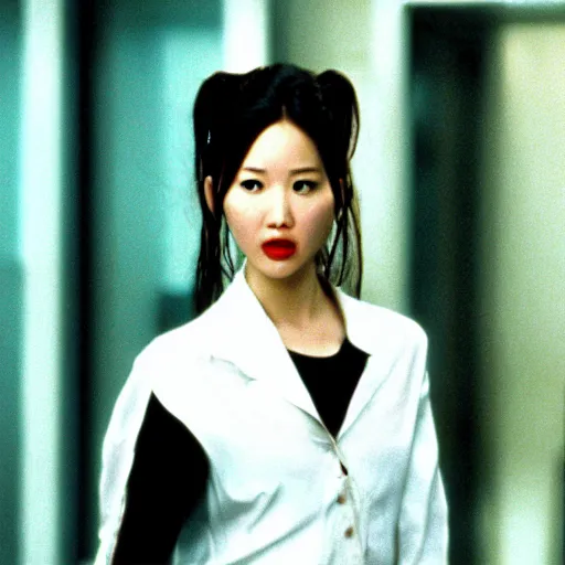 Prompt: Chinese Jennifer Lawrence in American Psycho (1999)
